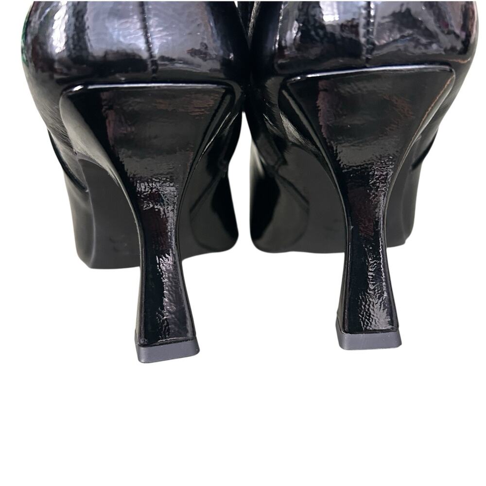 NWOB Gb Gianni Bini Sz 8M Face-Card Patent Oversized Buckle Heeled Bootie Black - Picture 13 of 16